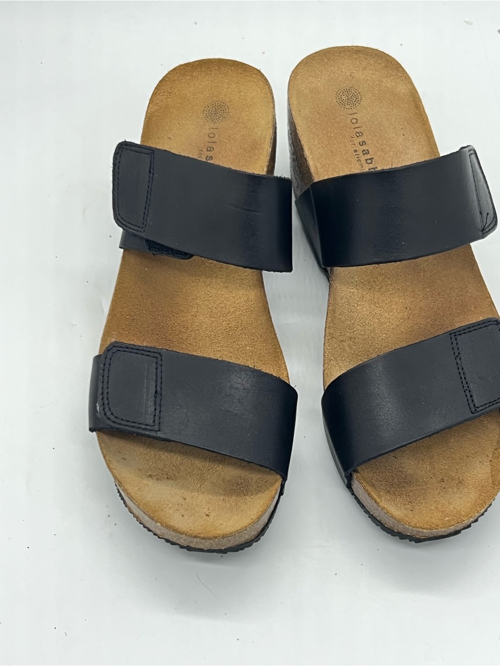 Women's Black Double-Strap Cork Sandals